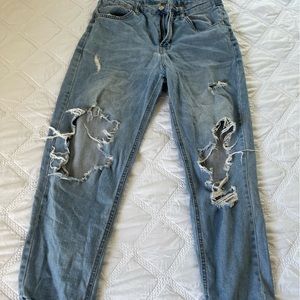 Distressed mom jeans